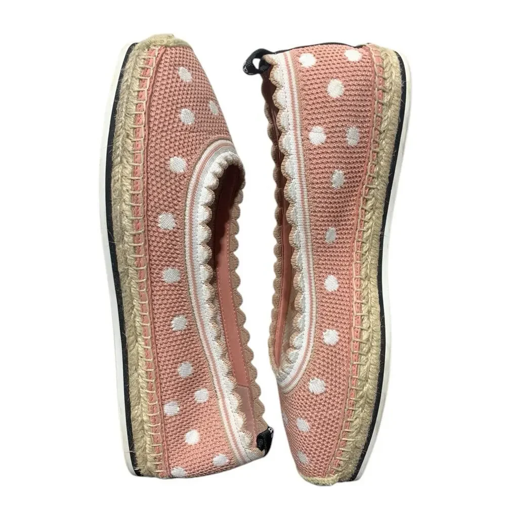 Kate Spade Knottingham‎ Scallop Polka Dot Espadrilles Lace Women's 9B  PINK
